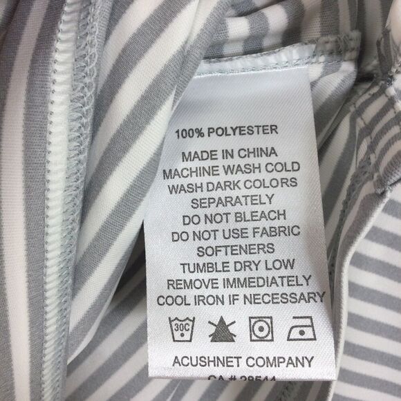 Footjoy Womens Tonal Stripe Lisle Open Collar Polo Golf Shirt Heather Grey M NWT - Picture 10 of 11